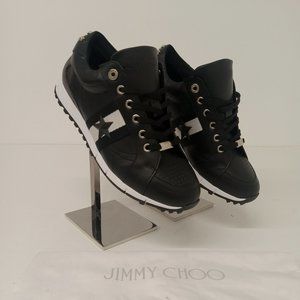 Jimmy Choo Men's Black and Silver Soft Vacchetta Low Top Sneakers - EU42.5/US9.5